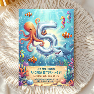 Convite Festa de Aniversário de 5 anos dos Animais do Ocea