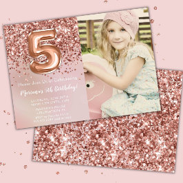 Convite Festa de Aniversário de 5 Anos Menina Rose Gold