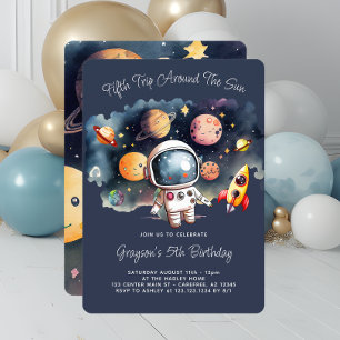 Convite Festa de Aniversário de 5 anos Planetas Espaço Sid
