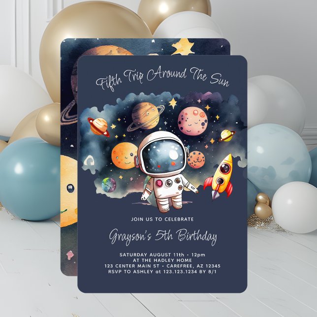 Convite Festa de Aniversário de 5 anos Planetas Espaço Sid (Criador carregado)