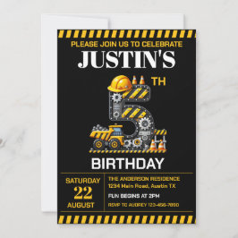 Convite Festa de aniversário de 5 de Construção de Cubo