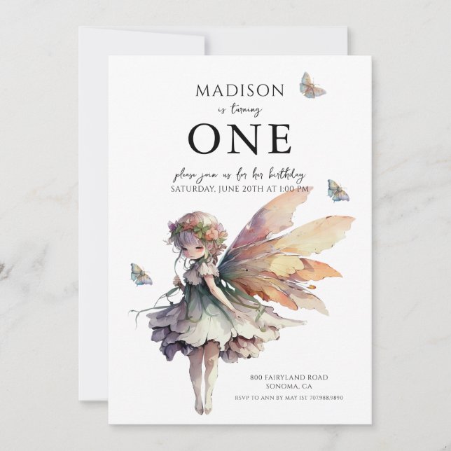 Convite Festa de aniversário de 5 de Fada de Animação Mági (Frente)