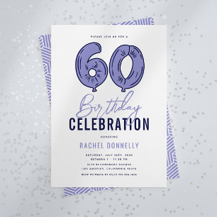 Convite Festa de Aniversário de 60 Anos Azul