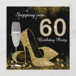 Convite Festa de Aniversário de 60 anos Black e Gold