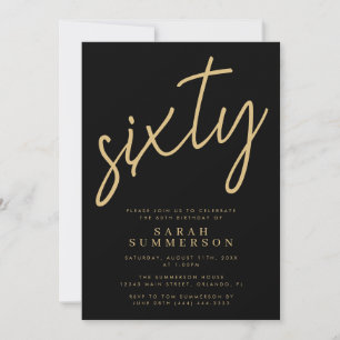 Convite Festa de Aniversário de 60 Anos Classy Script Sixt