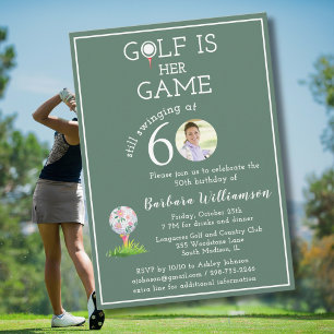 Convite Festa de Aniversário de 60 anos com Foto de Golfe