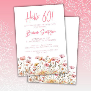 Convite Festa de Aniversário de 60 anos com Tema Floral Ro