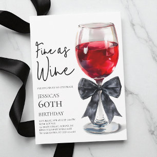 Convite Festa de Aniversário de 60 anos Elegante Laço Pret