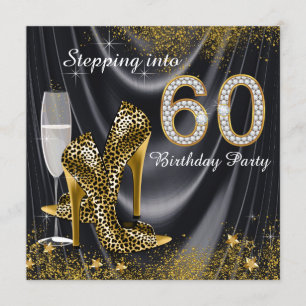 Convite Festa de Aniversário de 60 anos em Cetim Preto