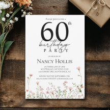 Festa de Aniversário de 60 anos Floral Elegante Ro