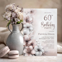 Festa de Aniversário de 60 anos Rosa Floral