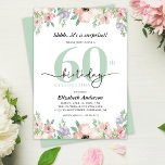 Convite Festa de Aniversário de 60 Anos Surpresa Elegante<br><div class="desc">Este convite elegante de aniversário de 60 anos surpresa apresenta flores suaves de aquarela pastel emoldurando a parte superior e inferior. O design combina tipografia moderna com caligrafia trendy,  criando um visual chic e sofisticado—perfeito para celebrar o aniversário de uma mulher especial.</div>