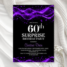 Festa de Aniversário de 60 anos Surpresa Preta e R