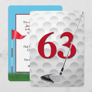 Convite Festa de Aniversário de 63 anos com tema de golfe
