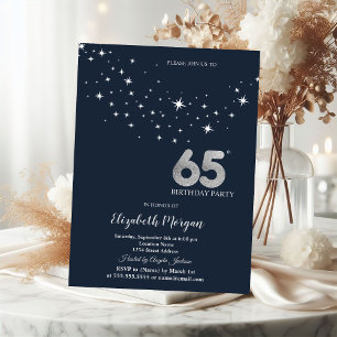 Convite Festa de Aniversário de 65 anos com Estrelas Branc