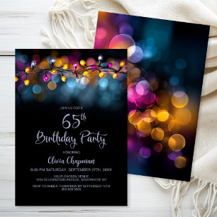 Convite Festa de Aniversário de 65 anos com Luzes de Corda