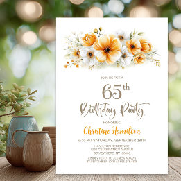 Convite Festa de Aniversário de 65 anos com Tema Floral La