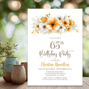 Convite Festa de Aniversário de 65 anos com Tema Floral La