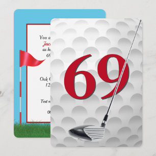 Convite Festa de Aniversário de 69 anos com Tema de Golfe