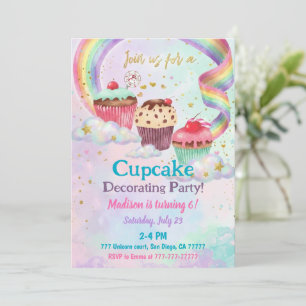 Convite Festa de Aniversário de 6 anos Cupcake Doce Doces