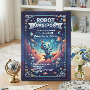 Convite Festa de Aniversário de 6 anos dos Robôs no Espaço