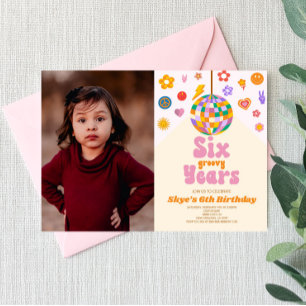 Convite Festa de aniversário de 6 de seis anos de Groovy B