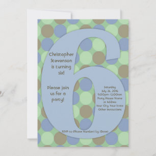 Convite Festa de aniversário de 6 do Big Number 6 Boy