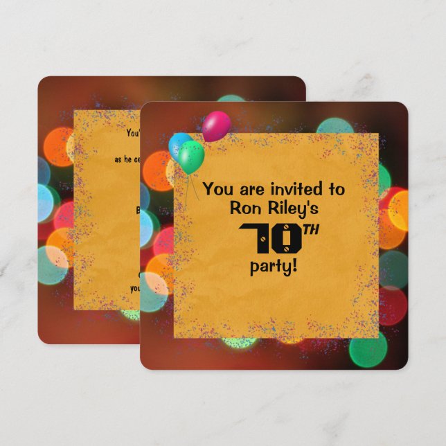 Convite Festa de Aniversário de 70 anos (Frente/Verso)