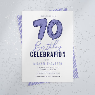 Convite Festa de Aniversário de 70 Anos Azul