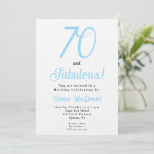 Convite Festa de Aniversário de 70 Anos Azul Ártico Fabulo