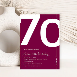 Convite Festa de Aniversário de 70 Anos Burgundy Elegante