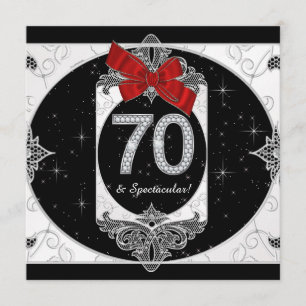 Convite Festa de Aniversário de 70 Anos de Mulher Vermelha