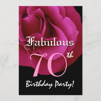 Convite Festa de Aniversário de 70 Anos Fabulosa Rosa Verm