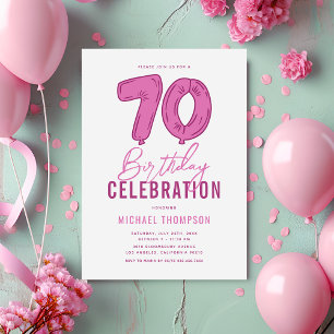Convite Festa de Aniversário de 70 anos Menina Rosa