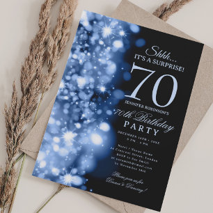Convite Festa de Aniversário de 70 anos Navy Blue Glam Sur