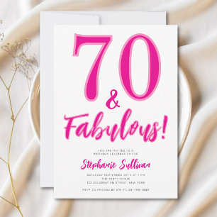 Convite Festa de Aniversário de 70 anos Rosa Moderna e Fab