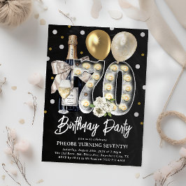 Convite Festa de Aniversário de 70 Anos Rústica para Adult