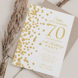 Convite Festa de Aniversário de 70 anos Surpresa com Brilh