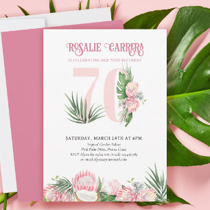 Convite Festa de Aniversário de 70 anos Tropical Rosa Prot