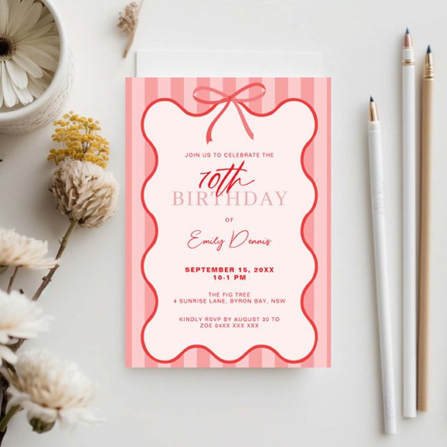 Convite Festa de aniversário de 70 da borda traseira Whims (Criador carregado)