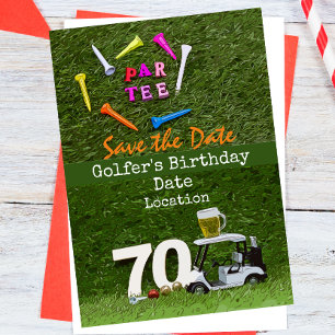 Convite Festa de aniversário de 70 de golfe com carrinho 