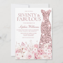 Convite Festa de aniversário de 70 de vestir Dourado e Flo