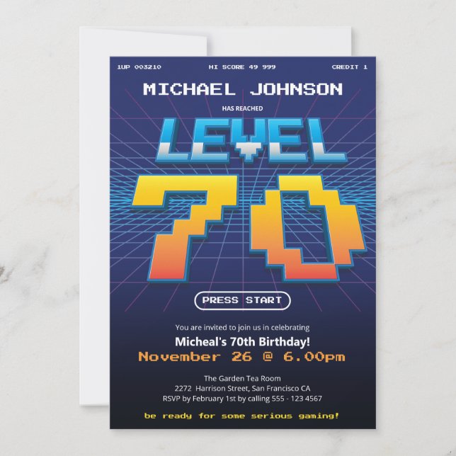 Convite Festa de aniversário de 70 engraçada dos anos 80 (Frente)