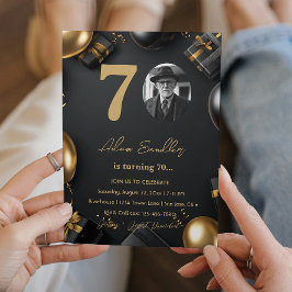 Convite Festa de aniversário de 70 simples e elegante