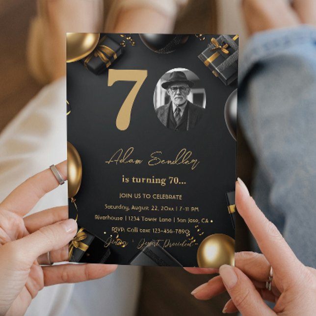 Convite Festa de aniversário de 70 simples e elegante (Criador carregado)