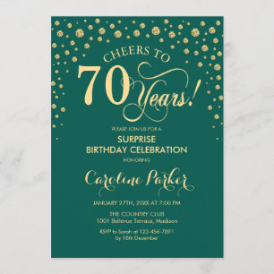Convite Festa de aniversário de 70 surpresas - Emerald Gre