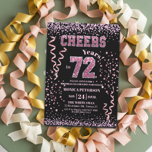 Convite Festa de Aniversário de 72 anos com Brilho Rosa