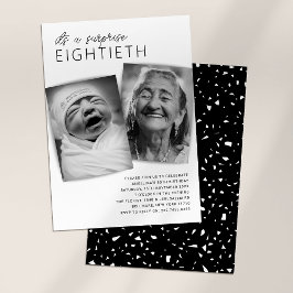 Convite Festa de Aniversário de 80 anos com 2 Fotos Surpre