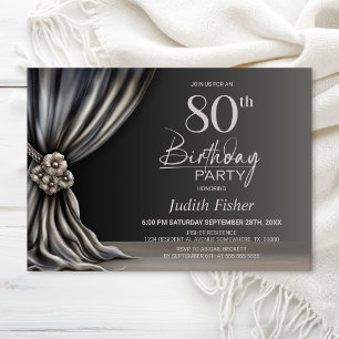 Convite Festa de Aniversário de 80 Anos com Cortina de Pra