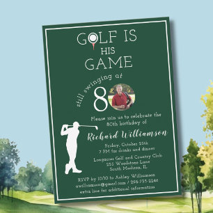 Convite Festa de Aniversário de 80 anos com Foto de Golfe